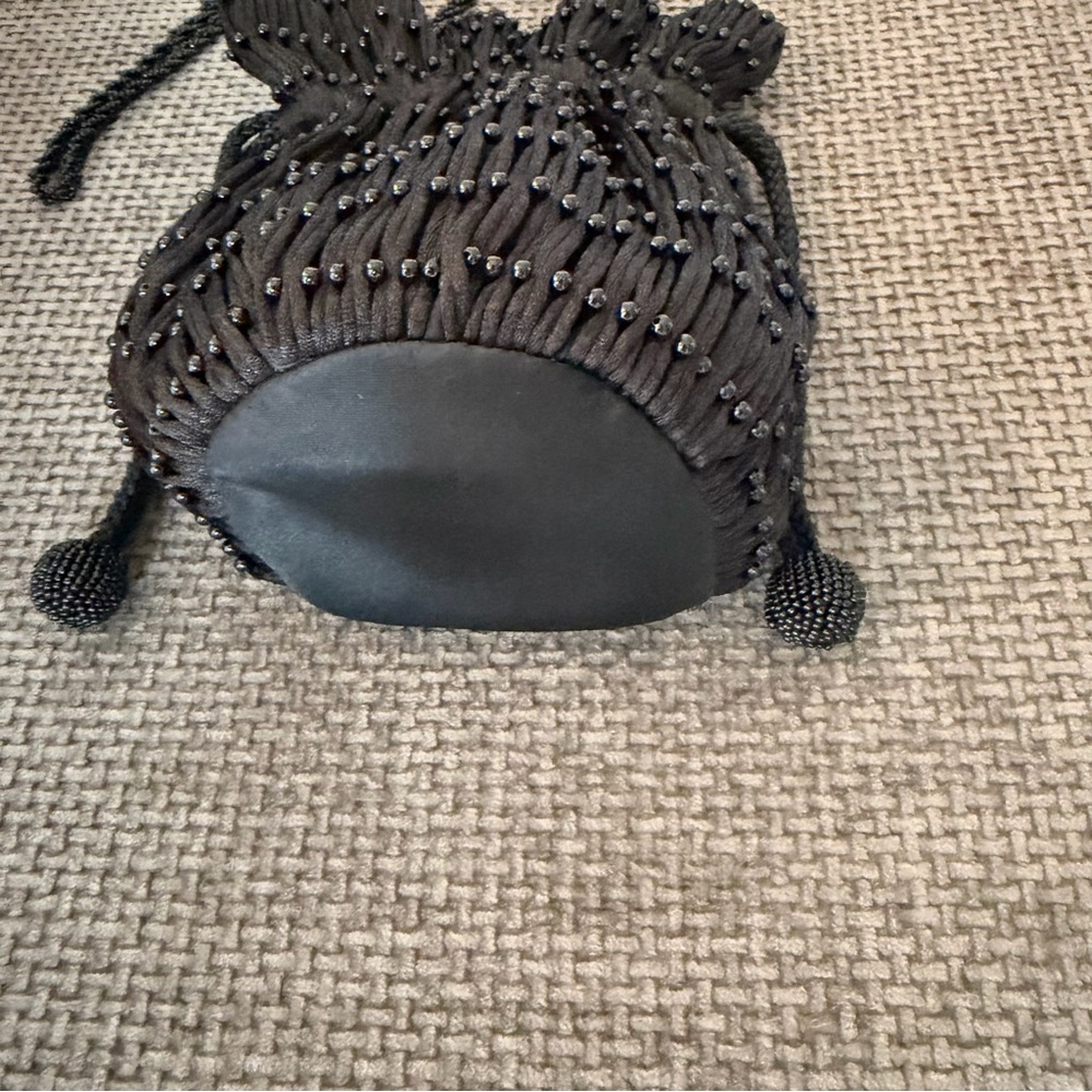 Black Beaded Mini Drawstring Pouch Bag Vanessa We… - image 5